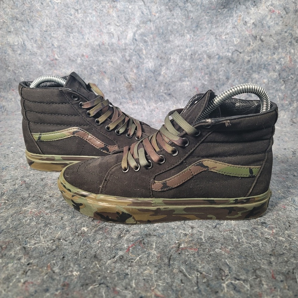 Vans Off The Wall Camo Shoes Mens 5 Womens 6.5 Sk8 Hi Top Sneakers Black Green - Picture 5 of 13